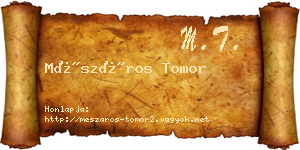 Mészáros Tomor névjegykártya